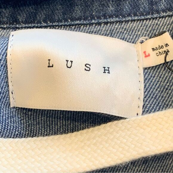Lush back lace up denim jacket Size Large - Picture 6 of 9